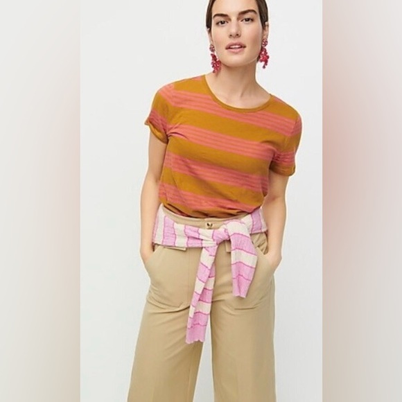 J. Crew Striped Shirt in Pink and Pea Green - Picture 8 of 9